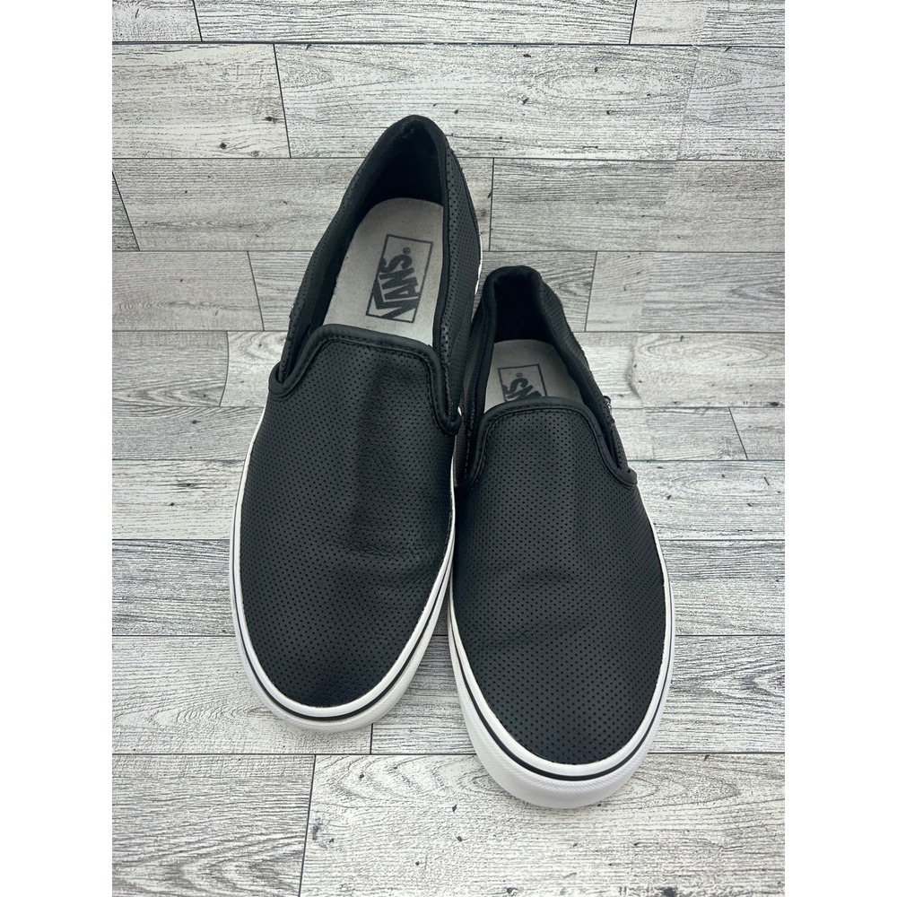 Vans Classic Slip-On Black Perforated Sneakers Womens 10 Low Top 721356